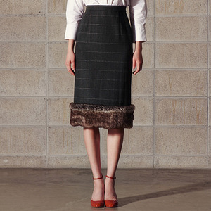 13FW_ SOLID CHECK SKIRT